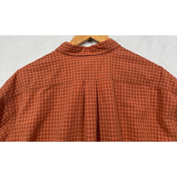 L.L. Bean Long Sleeve Button Down Shirt Orange Check Fall Vibes Men's Large L - Picture 4 of 7